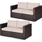 4Pcs Rattan Corner Sofa Set Patio Outdoor Furniture Set W/ Beige Cushions